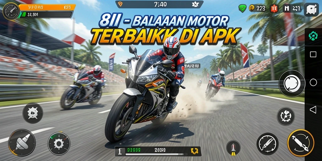 Screenshot gameplay dari balapan motor seru di 8II.