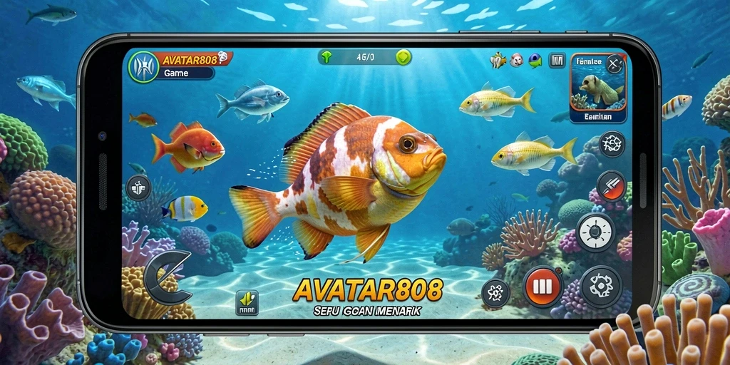 Tampilan gameplay seru dalam AVATAR808 saat menembak ikan.