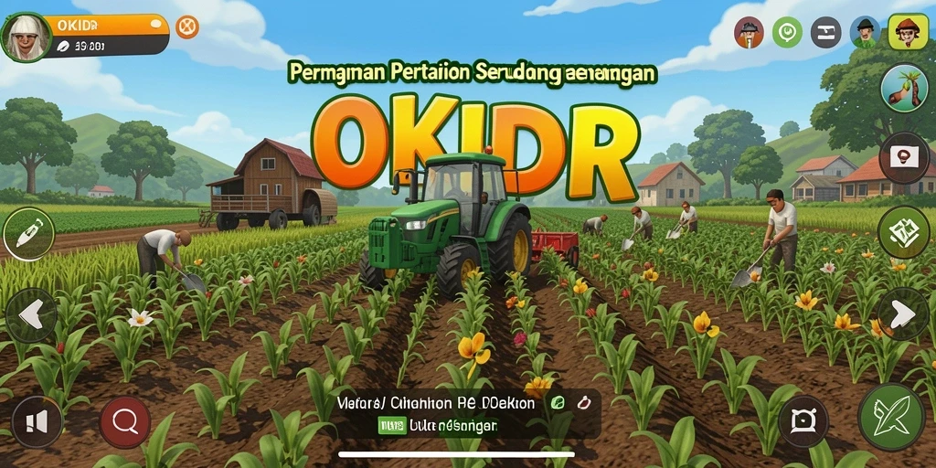 Tangkapan layar gameplay pertanian yang memukau dalam OKIDR.