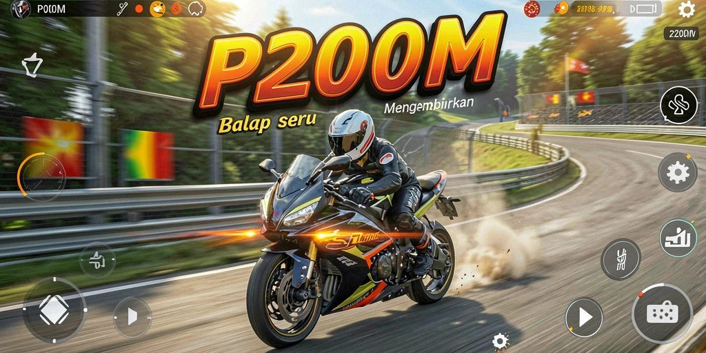 Gameplay seru P200M dengan balapan motor yang mendebarkan.