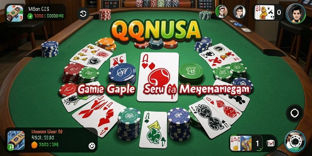 Gameplay seru QQNUSA menunjukkan pertandingan Gaple yang menegangkan.