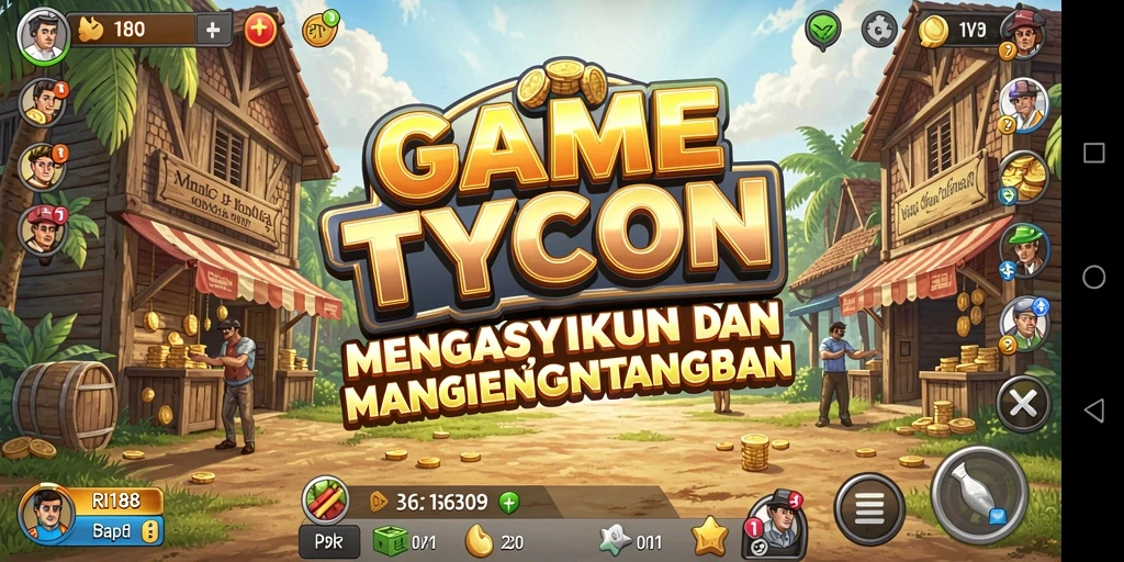 Screenshot utama RI188 menampilkan tampilan gameplay Tycoon yang menarik.