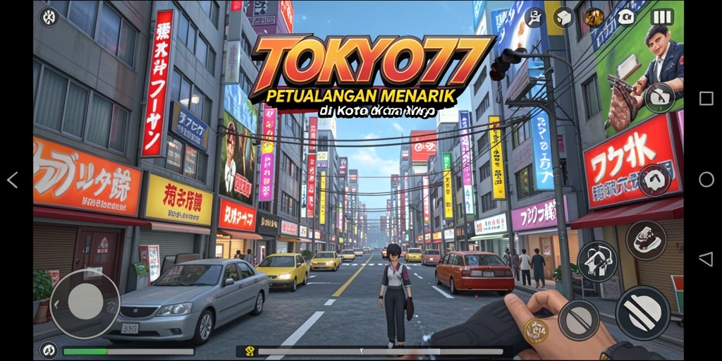 Gameplay seru di <strong>TOKYO77</strong> dengan eksplorasi di Kota Tokyo.