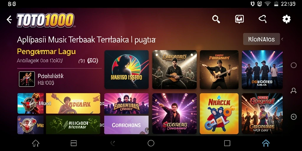 Screenshot utama TOTO1000 menampilkan pengalaman seru mendengarkan musik.